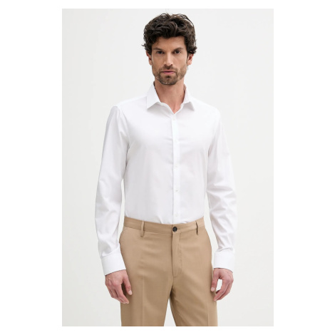 Košile Calvin Klein pánská, bílá barva, slim, s klasickým límcem, LV019EU017