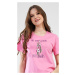 Vienetta Dámská noční košile s krátkým rukávem Flowers - světle růžová