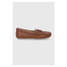 Kožené mokasíny Lauren Ralph Lauren Brynn dámské, béžová barva, na plochém podpatku