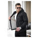 71189 Dewberry Inside Faux Fur Mens Coat-BLACK