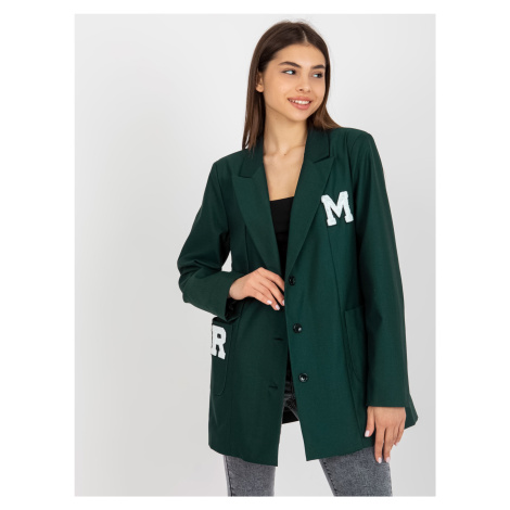 TMAVĚ ZELENÉ SAKO S NÁŠIVKAMI -DARK GREEN Tmavě zelená BASIC