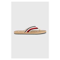 Žabky Tommy Hilfiger HILFIHER CORK BEACH SANDAL pánské, bílá barva, FM0FM04475