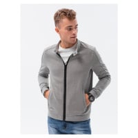 Ombre Men's unbuttoned sweatshirt with stand-up collar - grey melange