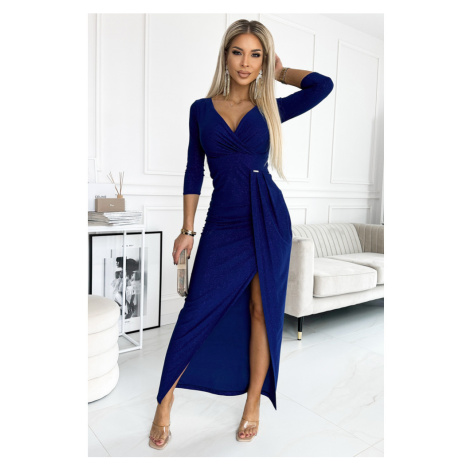 NUMOCO šaty dámské 404-8 modré třpytky