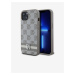 PU Leather Checkered Pattern and Stripe Zadní Kryt pro iPhone 13 Beige DKNY