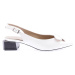 DGN 1361 Women's Pointed Toe Buckle Open Back Low Heel Shoes White