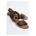 LuviShoes 713 Black Women's Sandals with Genuine Leather