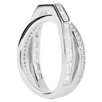 PDPAOLA Třpytivý stříbrný prsten se zirkony Olivia Essentials AN02-A10 58 mm
