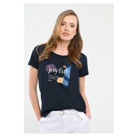 Volcano Woman's T-Shirt T-JOYFULL Navy Blue