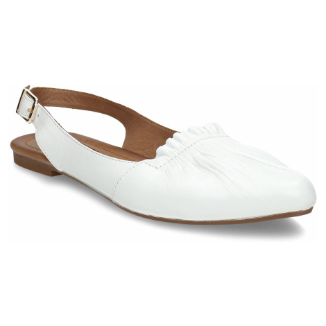 Bílá dámská kožená letní obuv s otevřenou patou