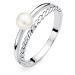 Stříbrný prsten Alisia s pravou přírodní bílou perlou