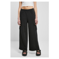 Dámské froté kalhoty Highwaist Wide Leg Cargo černé