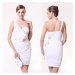 překrásné krátké bílé společenské šaty na jedno rameno