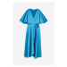 H & M - Zavinovací saténové šaty - modrá