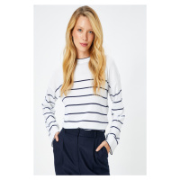 Koton Women's Navy Blue Striped Sweater