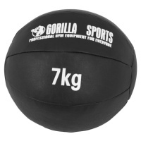 Gorilla Sports Kožený medicinbal, 7 kg, černý