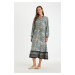 DEFACTO Regular Fit Patterned Long Sleeve Maxi Dress