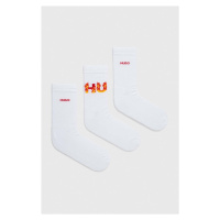 Ponožky HUGO 3-pack pánské, bílá barva, 50510808