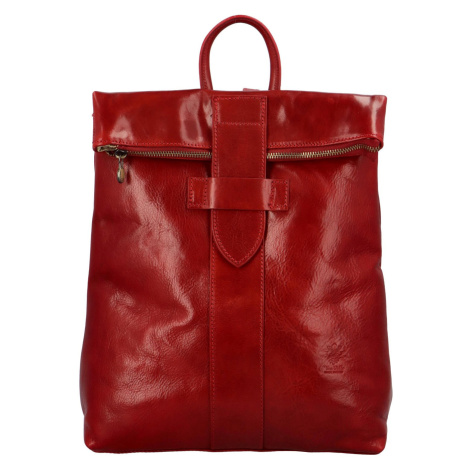 Stylový kožený dámský batoh Lisiana,  červený Delami Vera Pelle