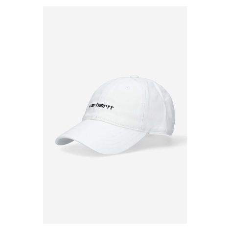 Bavlněná baseballová čepice Carhartt WIP Script bílá barva, s aplikací, I028876.WHITE.BLAC-WHITE
