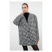 Trendyol Black Oversize Wool Wide Cut Houndstooth Coat