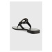 Kožené žabky Karl Lagerfeld SKOOT dámské, černá barva, na plochém podpatku, KL80408