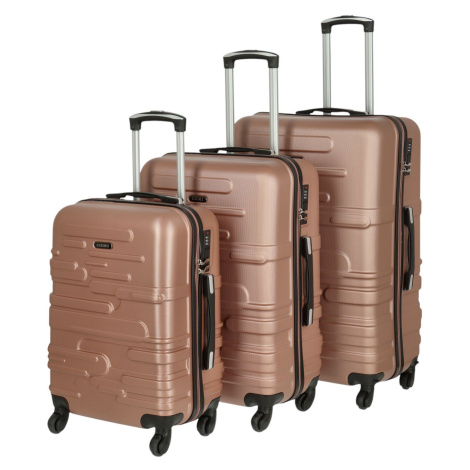Cestovní plastový kufr zlatorůžový - Ormi Mabon SADA