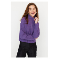 Trendyol Purple Thessaloniki/Knitwear Look, Zippered Collar Regular/Regular Knitted Sweatshirt