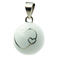 Bola těhotenská rolnička ESSENTIALS White 2 hearts