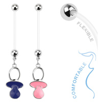 Piercing do bříška z bioflexu pro těhotné ženy, barevný dudlík - Barva piercing: Růžová