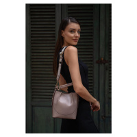 Madamra Mink Women's Top-Stitched Wallet Bucket Bag