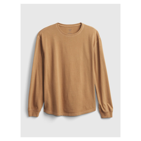 Hnědé klučičí tričko long sleeve crew t-shirt GAP