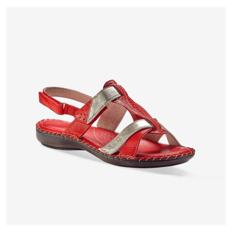Dvoubarevné kožené sandály, červené Blancheporte