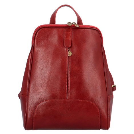 Luxusní dámský kožený batoh Robin, červená Delami Vera Pelle