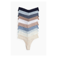 H & M - Krajkové kalhotky thong 10 kusů - modrá