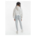 Bílá dámská vzorovaná cropped mikina s kapucí Calvin Klein Jeans