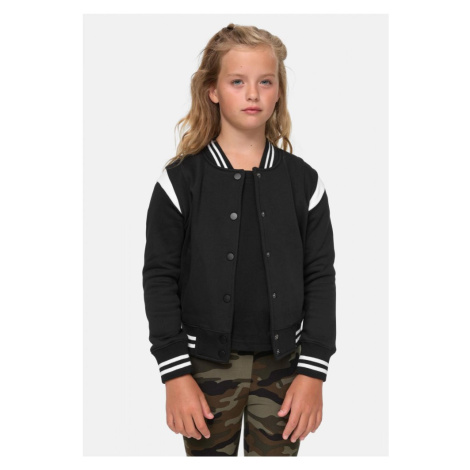 Girls Inset College Sweat Jacket - black/white Urban Classics