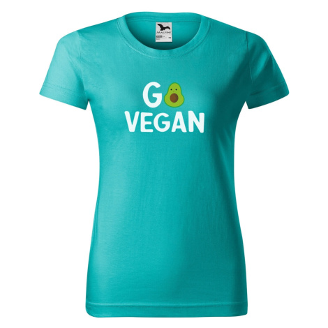 DOBRÝ TRIKO Dámské tričko s potiskem Go vegan Barva: Středně zelená