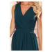 JUSTINE - Dlouhé dámské šaty v lahvově zelené barvě s výstřihem a zavazováním 362-2