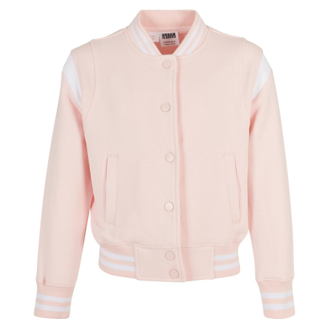 Dívčí mikina Inset College Sweat Jacket růžová/bílá Urban Classics
