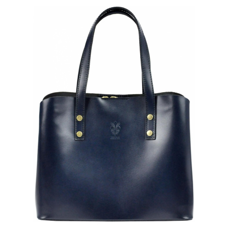 Kožená shopper bag kabelka Florence 1910 modrá FLORENCE BAGS