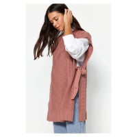 Trendyol Světle růžový pletený pletený svetr s pasem