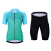HOLOKOLO Cyklistický krátký dres a krátké kalhoty - DAYBREAK LADY - černá/světle modrá/zelená