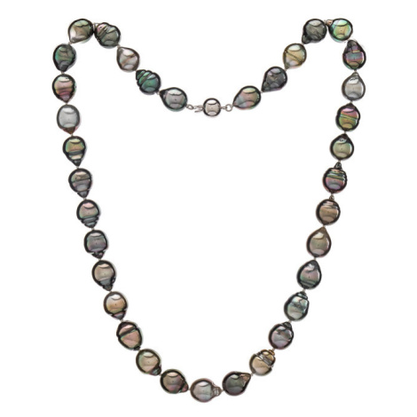 Buka Jewelry | Perlový náhrdelník Tahiti 10 D - Barva Tmavá, Drahý kov Bílé zlato 14K (585), Dél