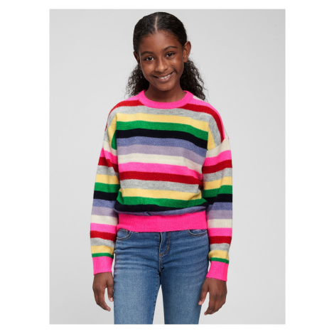 Šedý holčičí svetr barevně pruhovaný GAP