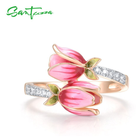 Dvojitý prsten růžové květiny FanTurra