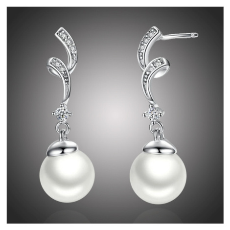 GRACE Silver Jewellery Stříbrné náušnice s perlou Valeria, stříbro 925/1000 E-SCE035/53 Bílá