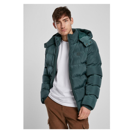 Pánská bunda Urban Classics Hooded Puffer Jacket - zelená
