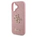 Guess PU Fixed Glitter 4G Metal Logo Zadní Kryt pro iPhone 16 Pink