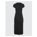 Jimmy Key Black Half Turtleneck Short Sleeve Midi Dress